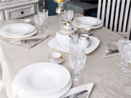 Tovaglia Fiandra Flower Bianco ch