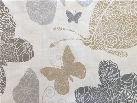 Tovaglia fantasia farfalle beige e grigio