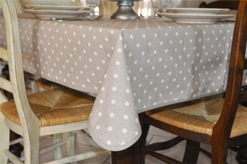 Tovaglia antimacchia pois bianco140x220 cm