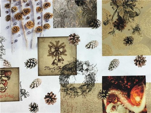 TOVAGLIA NATALE DIGITALE SHABBY ORO