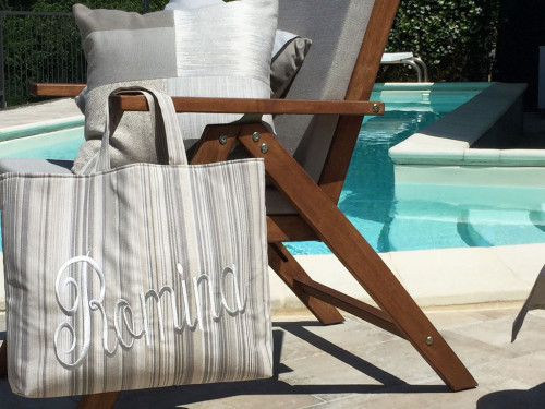 Borsa mare ricamata millerighe grigio