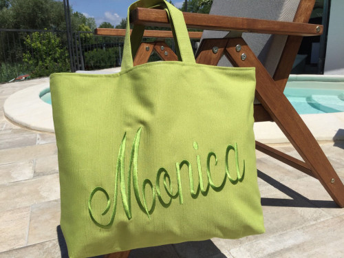 Borsa mare ricamata Verde lime