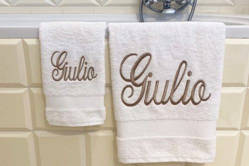 ASCIUGAMANO SPUGNA RICAMATO BLU NAVY