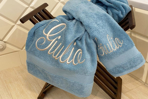 ASCIUGAMANO SPUGNA RICAMATO SENAPE