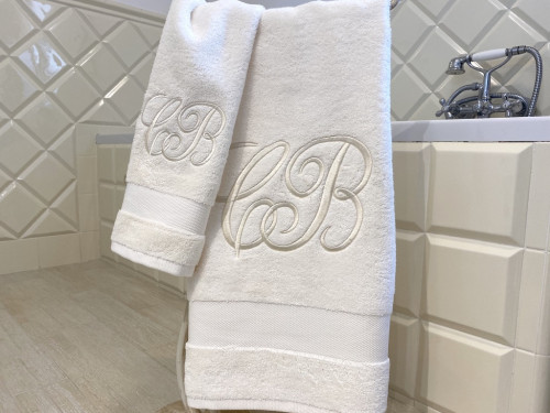 ASCIUGAMANO SPUGNA RICAMATO BEIGE