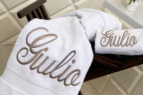 ASCIUGAMANO SPUGNA RICAMATO CACAO