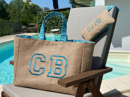 Borsa mare juta acquamarina