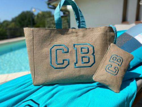Borsa mare juta acquamarina