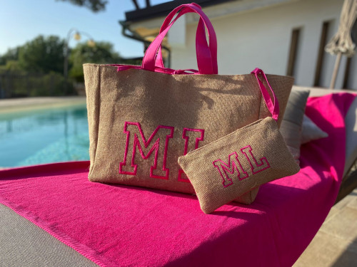 Borsa mare juta Fuxia