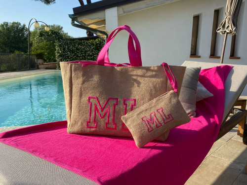 Borsa mare juta Fuxia