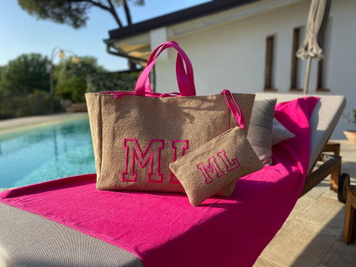 Borsa mare juta Fuxia