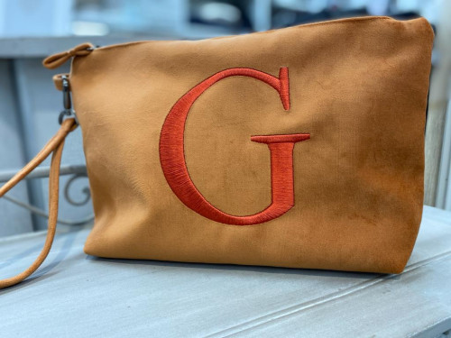 CLUTCH GRANDE bruciato con iniziale arancio