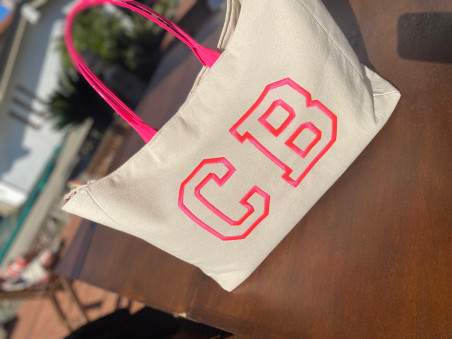 Borsa Canvas ricamo college fuxia