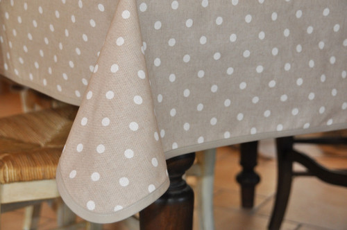 Tovaglia antimacchia pois bianco 140x240 cm